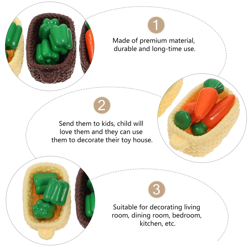 

4 Sets of DIY Flowerpot Adornments Mini Vegetable Models Mini House Decoration