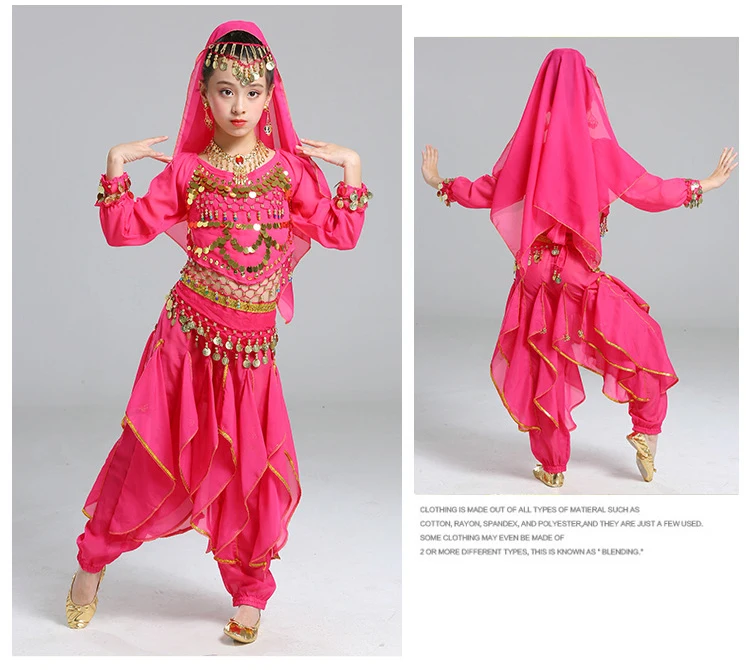Детский набор костюма для танца живота Восточный танец девушки Индия одежда дети