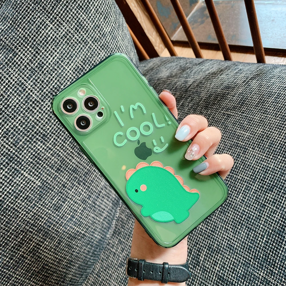 

Cute Dinosaur Couples Clear Soft TPU Phone Case Back Cover Shell Skin For iPhone 7 8 Plus X XS XR XS Max 11 12 Pro Max Mini