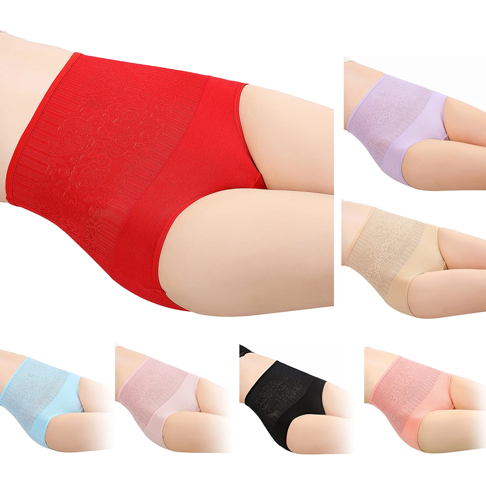 Для женщин Высокая Талия розой животик Управление лифт Хип хлопковые трусы