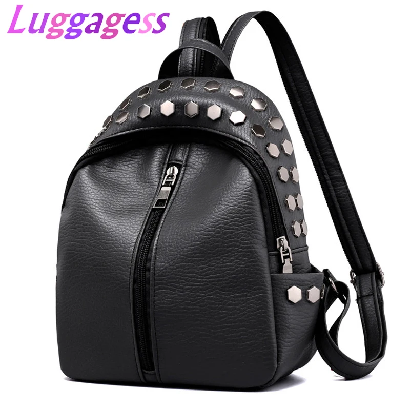 2019 Новый Модный маленький рюкзак с заклепками винтажный женский Подростковая