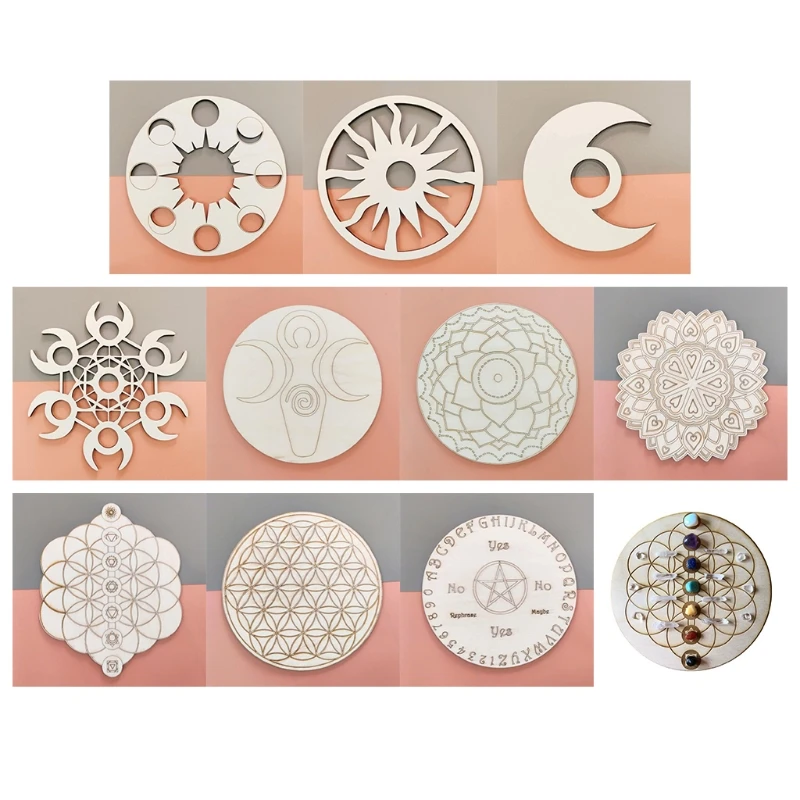 

Подставка под чашку для йоги, деревянная, каменная, энергетическая чакра, украшение камнями