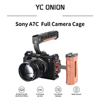 yc onion sony a7c camera cage with cold shoe mount 14 thread holes aluminum alloy quick release plate base