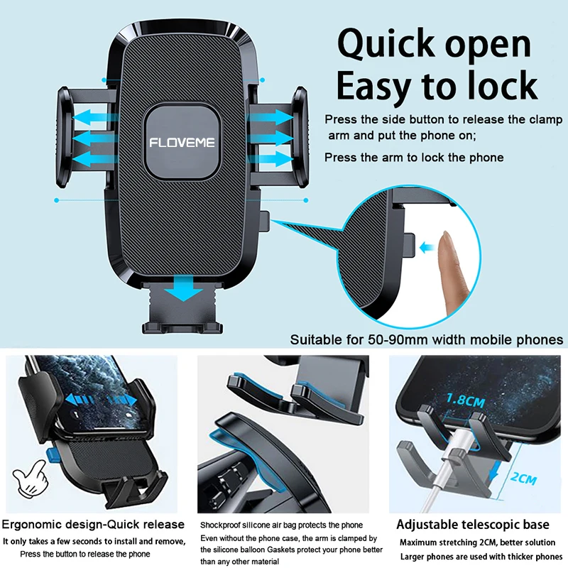 floveme car sucker phone holder for iphone 13 12 dashboard windshield mobile phone holders in car gps mount universal stands new free global shipping