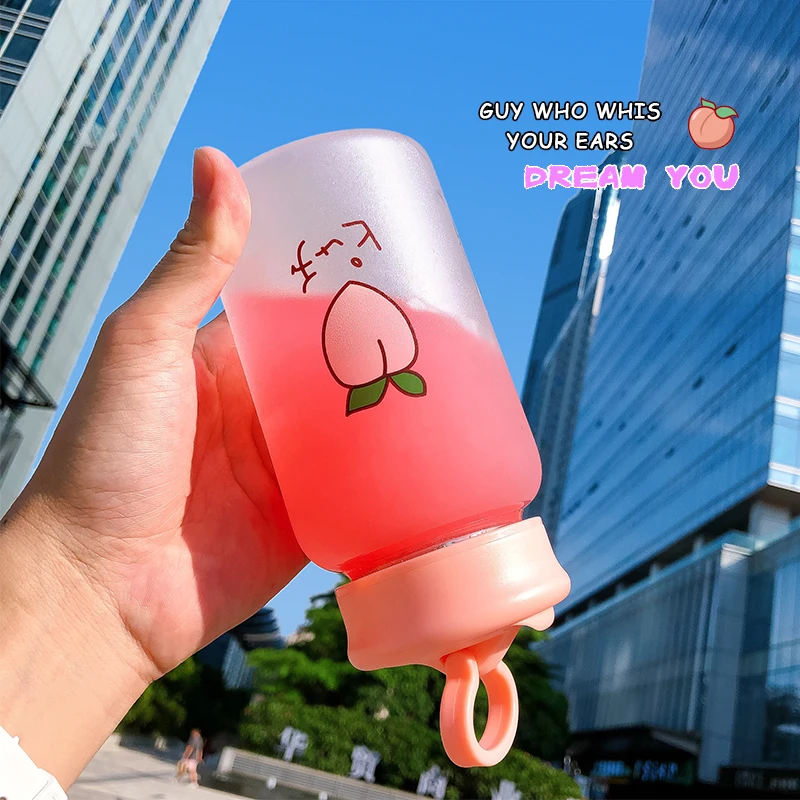 Новый Kawaii фрукты матовая Стекло бутылка для воды Портативный милые Молодежные