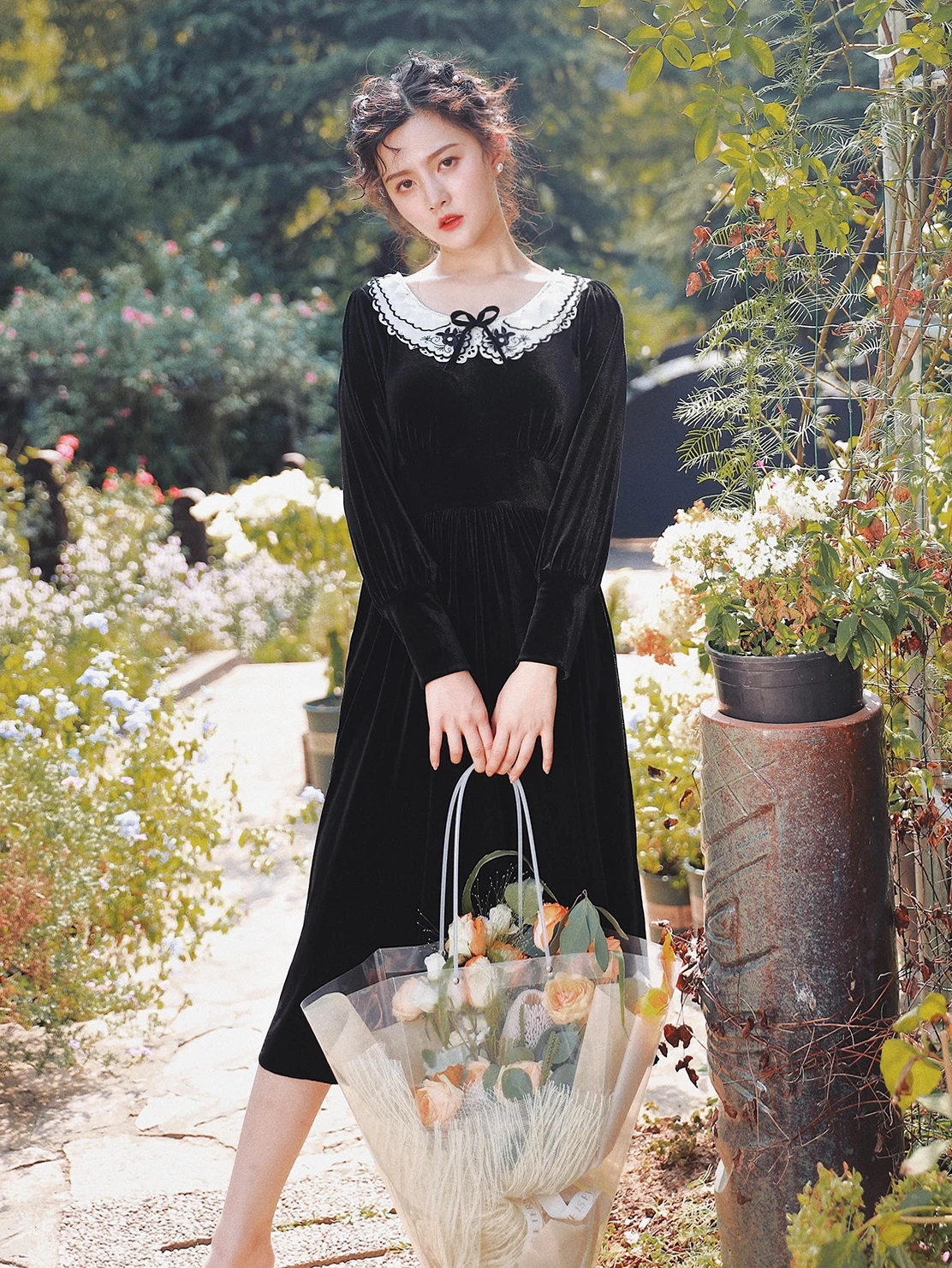 2019 Новое модное женское платье с длинным рукавом темперамент Тонкий ретро