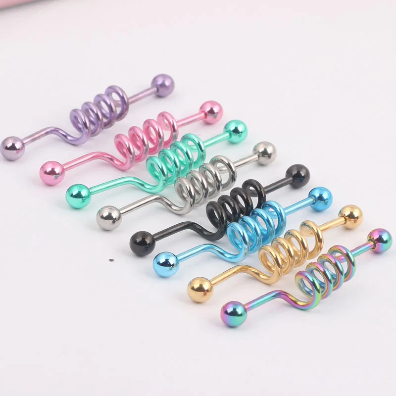 IndustriaL Bar Titanium Industrial Cork Screw Barbell 14G 2pcs Body jewelry Ear Piercing |