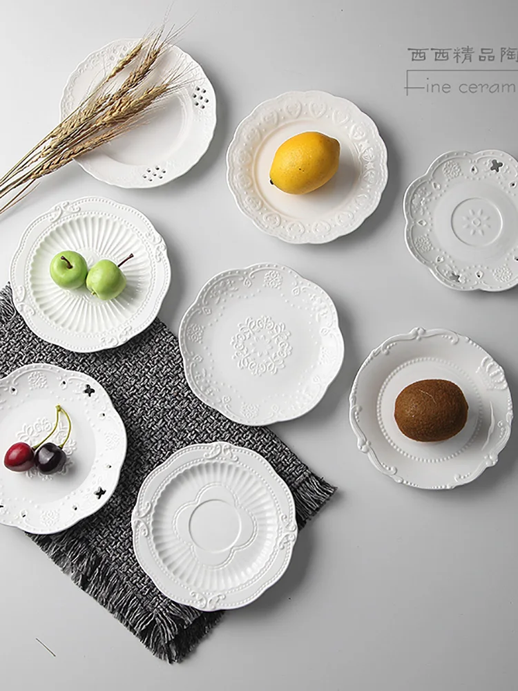

Coffee Dessert Plate Nordic Ceramic Breakfast Snack Japanese Food Dinner Plate Fruit Round Platos De Cena Kitchen Supplies DE50C