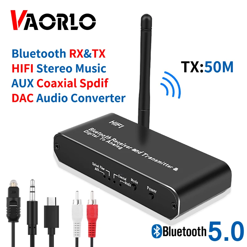 HIFI DAC Digital Audio to Analog Converter Bluetooth Receiver&ampTransmitter 3.5MM AUX Coaxial Optical fiber Wireless Adapter |
