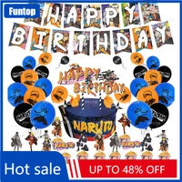 1set hot anime n narutoo kakashi themed happy birthday party ballloons birthday banner cake topper balloons party decoration