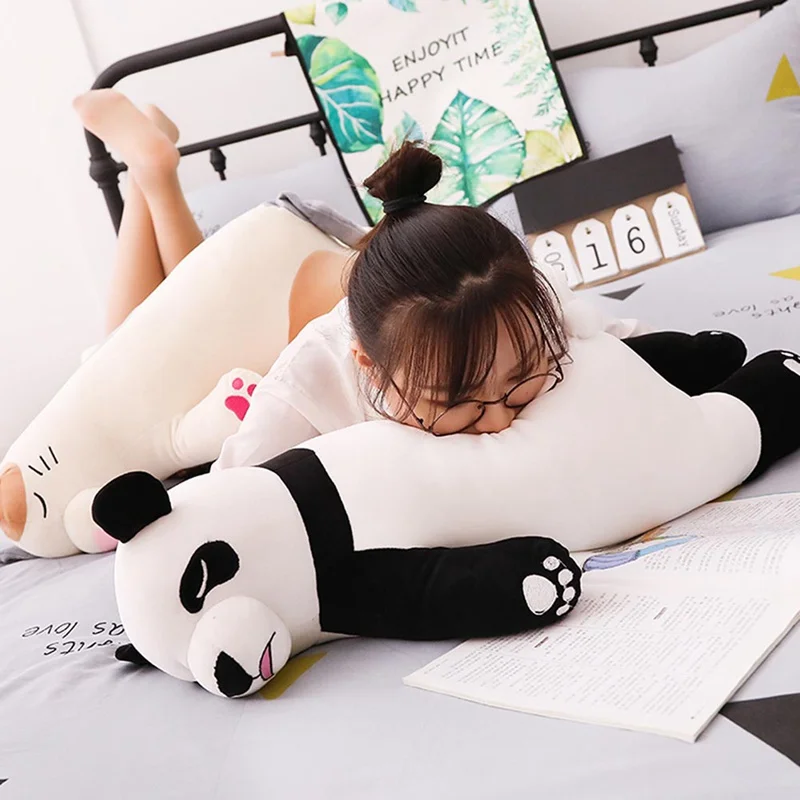 

45cm Soft Cat/Panda Plush Pillow Stuffed Cartoon Animal Cute Cat Toy Bedroom Nap Pillow Kids Adults Gifts