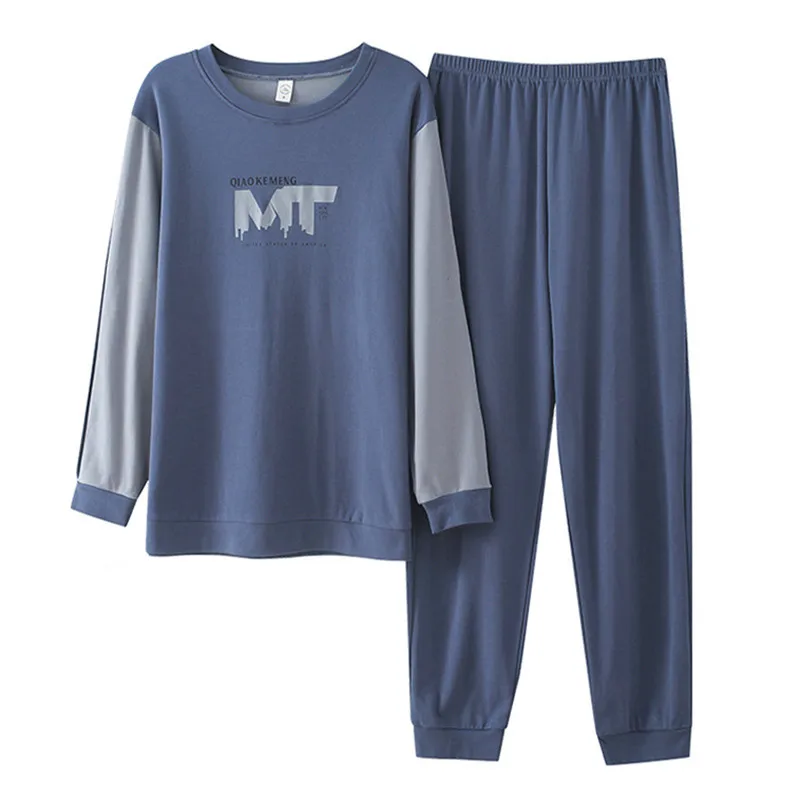 Fdfklak Sport Style Men Pajamas Set New 2022 Spring Autumn Sleepwear Suit Long Sleeve Cotton Nightwear Male Pijama Hombre M-4XL