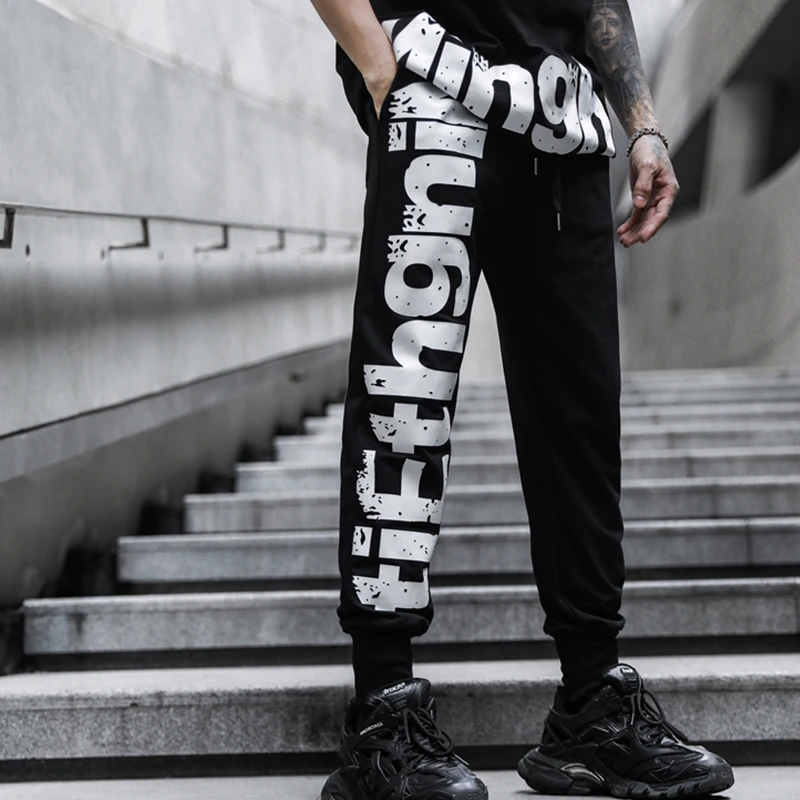 Мужские спортивные брюки-карго повседневные эластичные брюки-карандаш с принтом