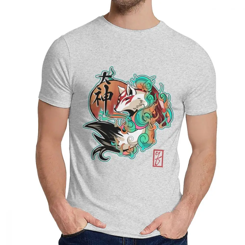 Футболка для мальчиков Okami Adventure Offical Trailer хлопок Geek Классический круглый вырез Harajuku уличная футболка рубашка - Цвет: Серый