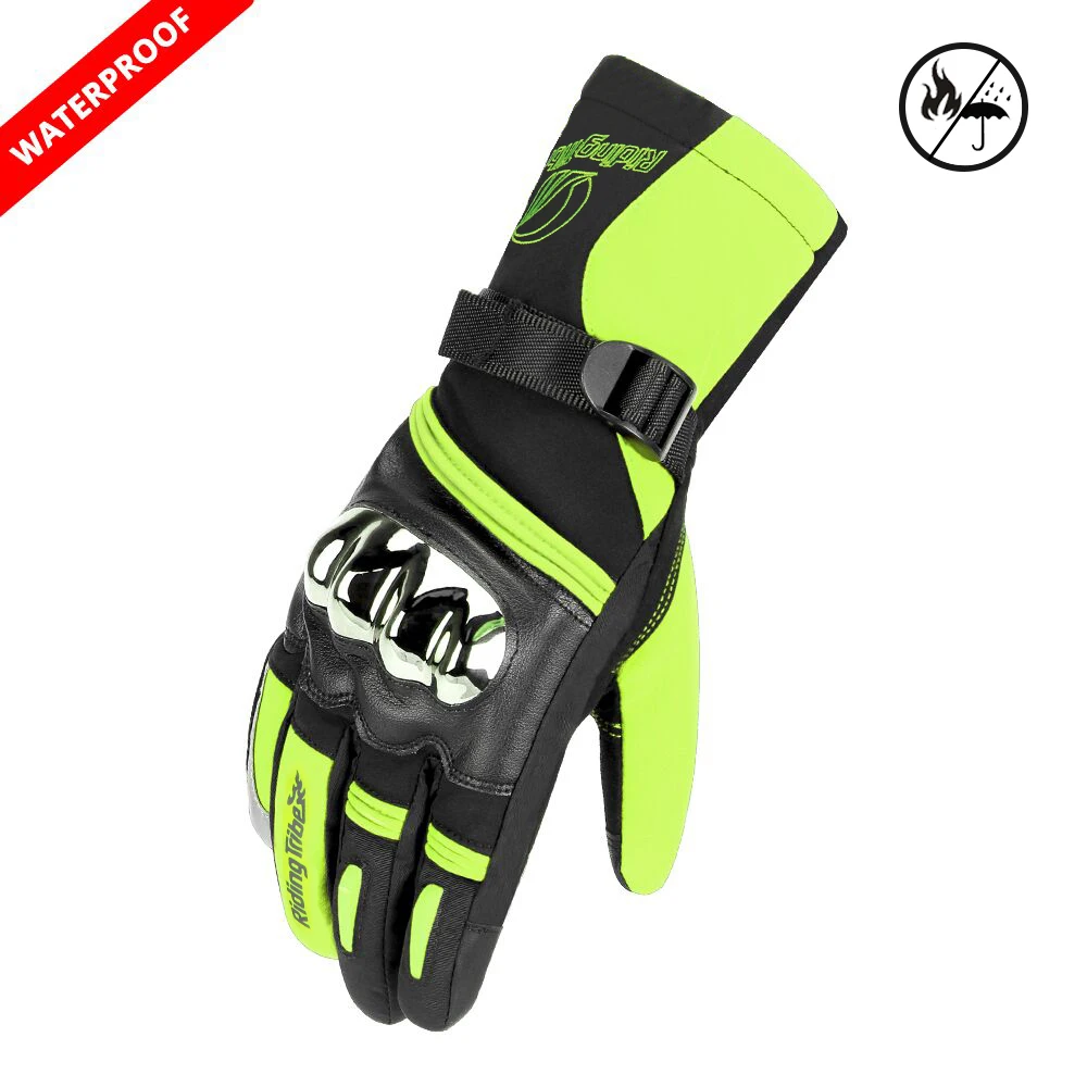 MTV-10 GN Waterproof SUOMY Motorcycle Gloves Men Waterproof Windproof Winter Guantes Moto Gloves Touch Screen Motorbike Riding Gloves - Color: MTV-10 GN Waterproof