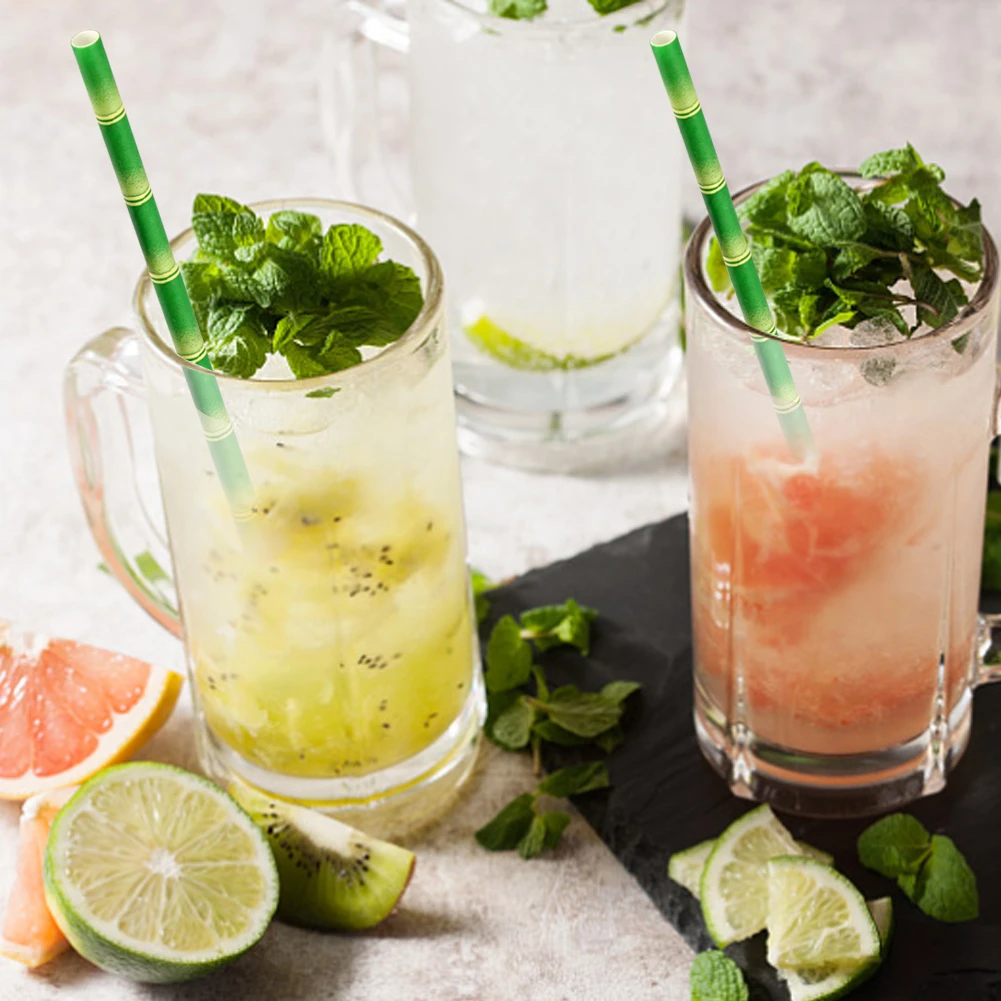 25 шт./лот зеленый бамбуковая бумага соломинки для дня рождения свадьбы