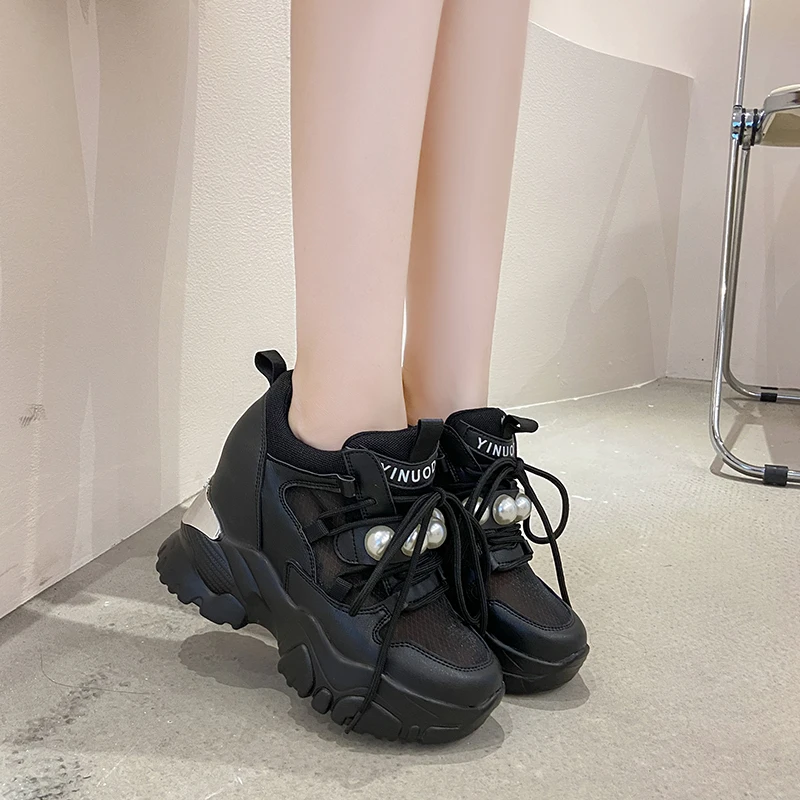 

2021 Chunky Sneakers Women Breathable Mesh Casual Height Increasing Sports Shoes Women Platform Vulcanized Shoes Basket Femme