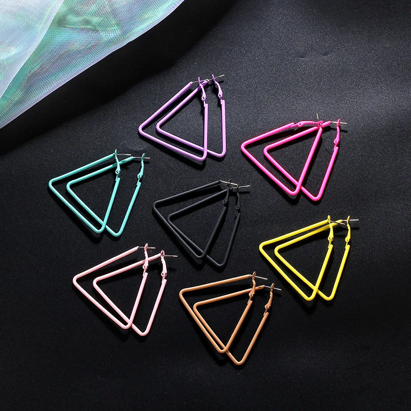 Панк 50 мм черные желтые розовые фиолетовые металлические серьги в форме