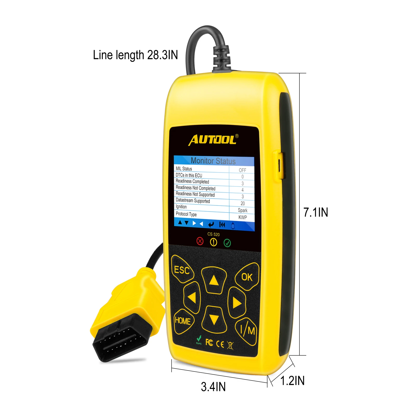 AUTOOL CS520 автомобиль OBD 2 код ридер CAN BUS с цифровой светодиодный дисплей OBD2 сканер
