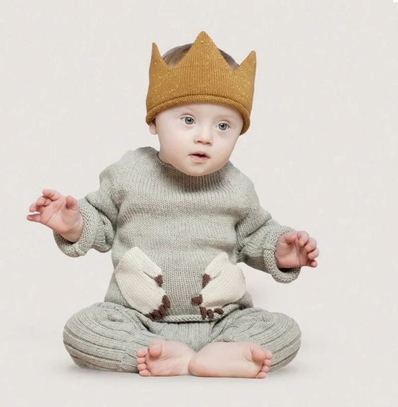 

Knitting Crown Caps for Girls Children Beanie Photography Knitted Cap for Boys Kids Birthday Hat Children Accessories 1-3 Years
