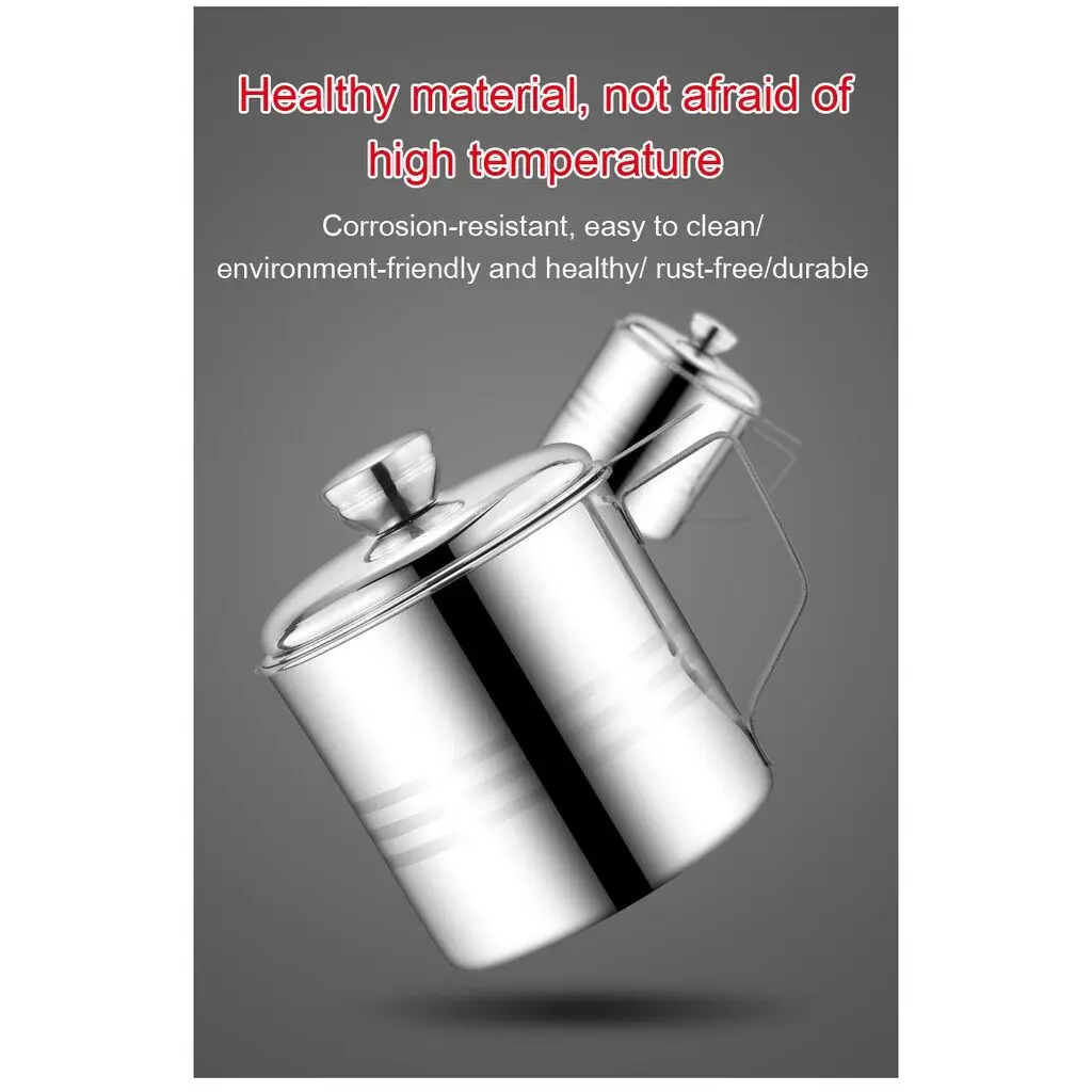 

1.2L Stainless Steel Oil Strainer Pot Container Jug Storage Can With Filter Cooking Oil Pot For Kitchen Household Tools
