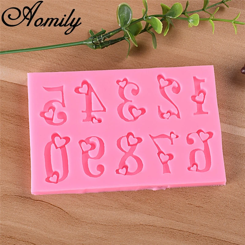 

Aomily 0-9 цифровые формы для тортов, силиконовые формы для помадки, формы для шоколада, кондитерские изделия Конфета Желе торт, кухонные формы д...