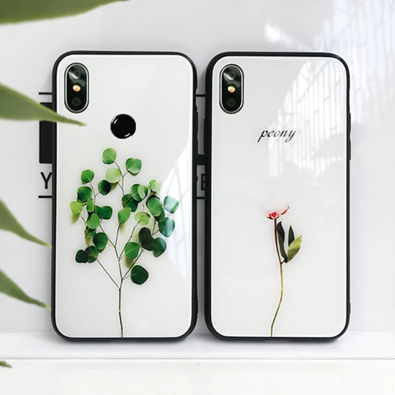Чехол из закаленного стекла для VIVO S1 Pro iqoo neo z3i z1 NEX Green plant Жесткий S u1 u3x z5x 5G|Бамперы|