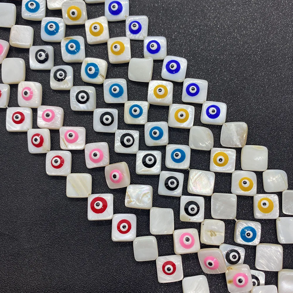 

Natural Freshwater Shell Pearl Diagonal Square Shell Pearl Evil Eye for DIY Fashion Lady Bracelet Necklace Earring Accessories