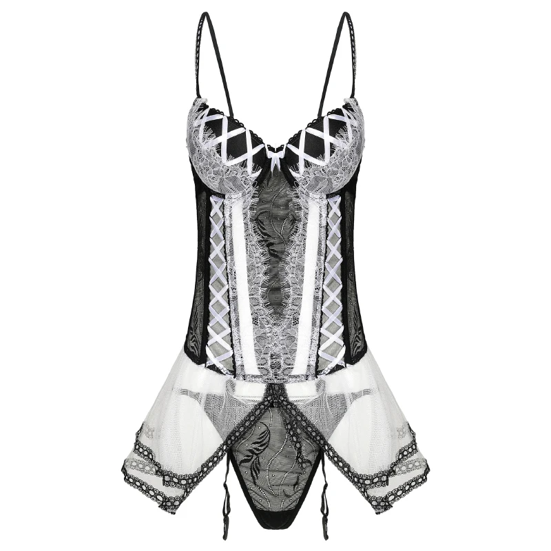 Сексуальное кружевное белье AIIOU с вышивкой женское нижнее женская ночная рубашка