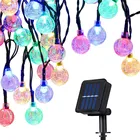 Новый 50 светодиодов 10 м с украшением в виде кристаллов на солнечных батареях (лампа Мощность светодиодные светящиеся гирлянды на солнечной энергии Сад Рождественский Декор для наружного красочный