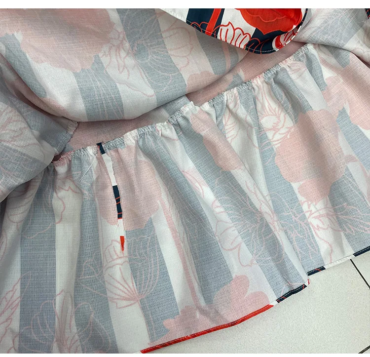 

2021 New French Style Temperament Ladies Dress Flower Printed Long-Sleeved Dress Women's Lacing Mid-Length Fashion Shirt Dress