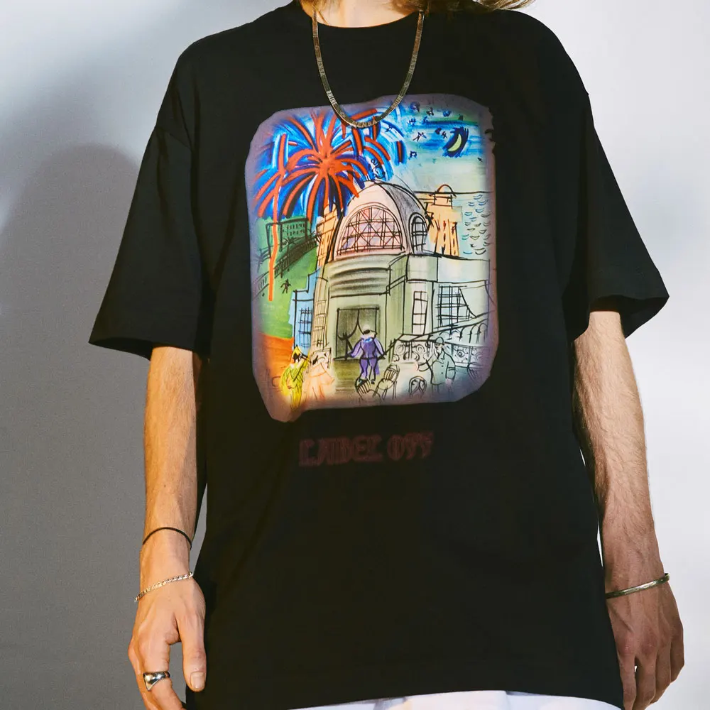 LINDSEY SEADER SEASIDE TOWN TEE 2020 Men Hip Hop T Shirt Streetwear Summer Short Sleeve Loose Cotton T-Shirt Harajuku | Мужская одежда