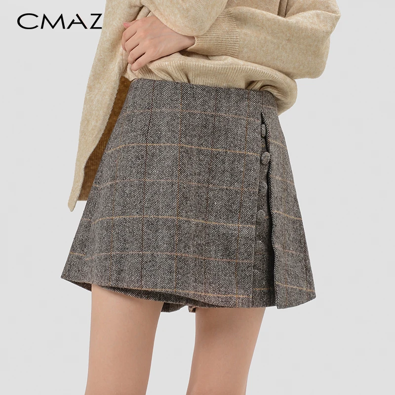 Cmz осенние офисные женские шорты юбки модные клетчатые тонкие повседневные Мини