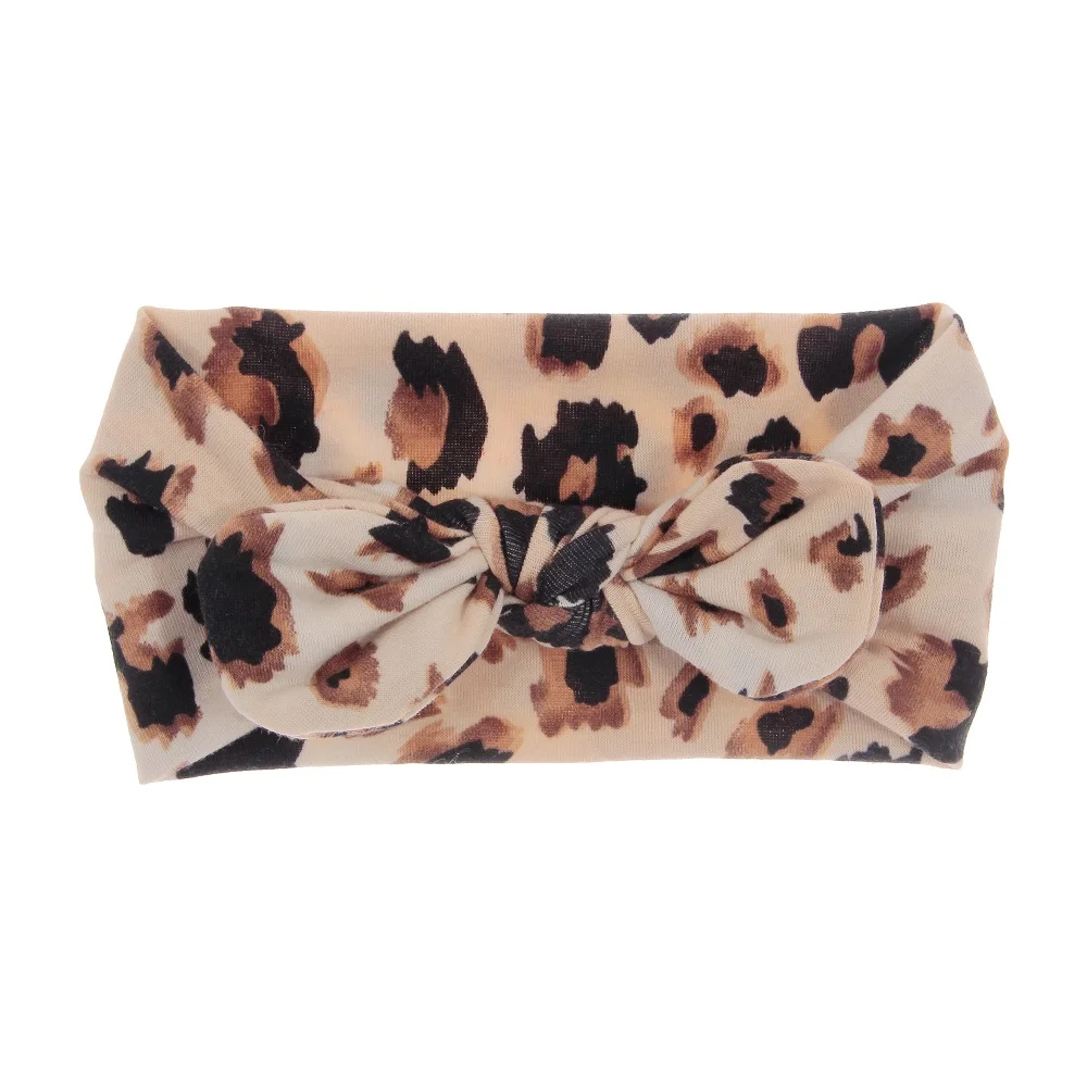 Linda 1 Uds manchas de leopardo arco nudo cinta de pelo de beb&eacute; el&aacute;stico ni&ntilde;o reci&eacute;n nacido imprimir, muestras de lazo de pelo accesorios apoyos de la foto, regalos de-0