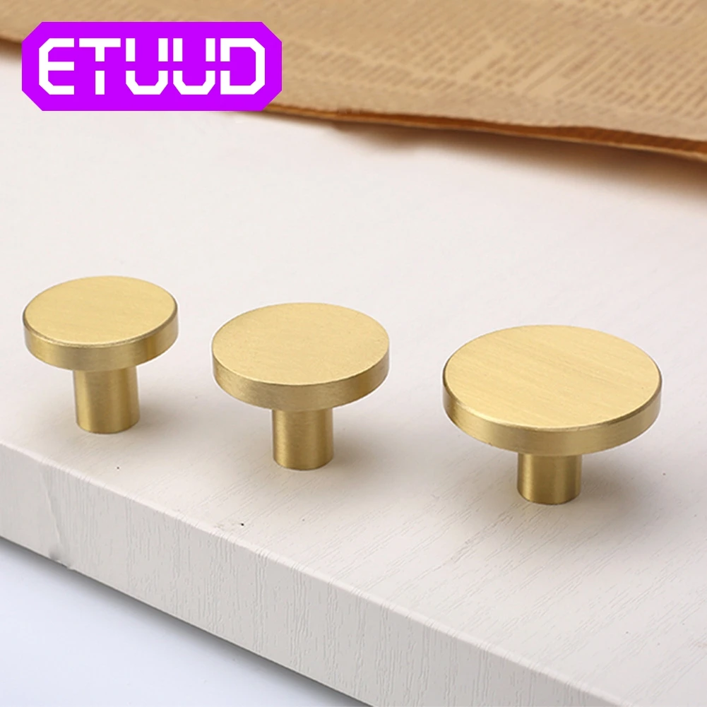 

ETUUD 25/28/33mm Modern Novel Brass Gold Cupboard Drawer Cabinet Door Knobs Handles PullsWith Screw Furniture Hardware