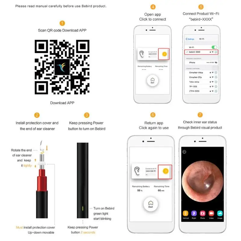 Беспроводной Эндоскоп для чистки ушей Otoscope 1080P HD 3,9 мм беспроводной цифровой эндоскоп для чистки ушей эндоскоп визуальный отоскоп