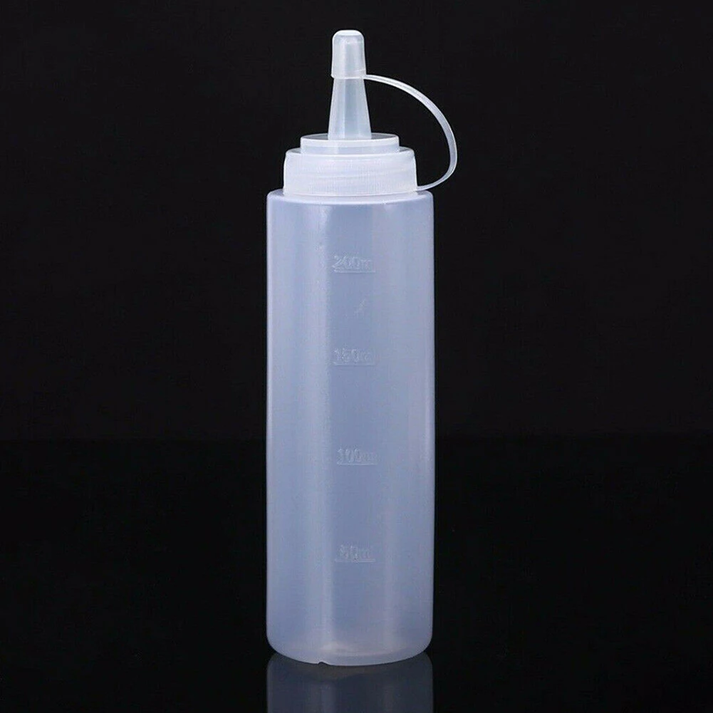 

3pcs Plastic Clear Squeeze Bottle Condiment Dispenser Ketchup Mustard Sauce 240ml Salad Tomato Squeeze Sauce Bottles Food Grade