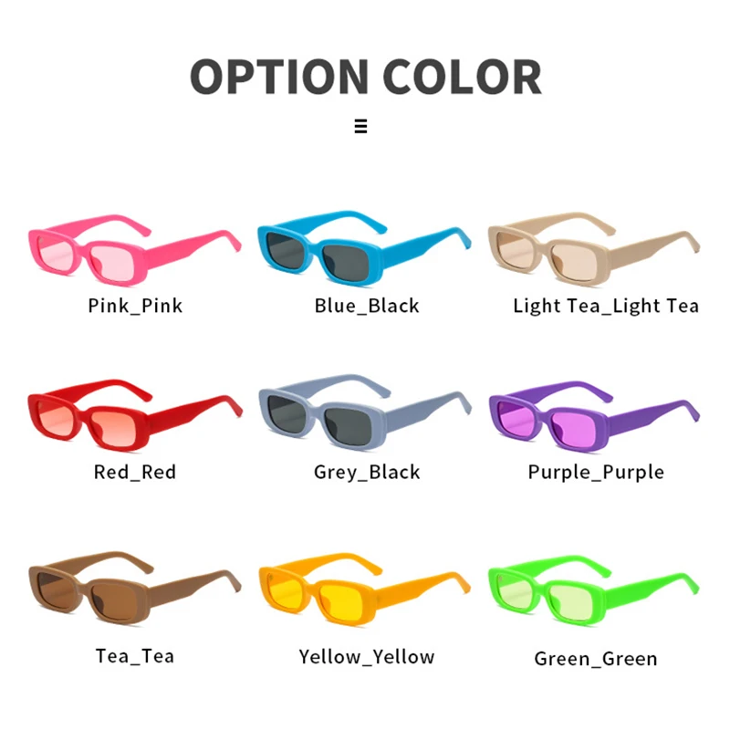 

NYWOOH Fashion Small Rectangle Women Sunglasses Retro Candy Color Matte Men Square Yellow Purple Sun Glasses UV400 Metal Hinge