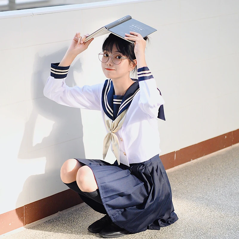 Новая стильная японская школьная форма аниме косплей матросский костюм Топы +