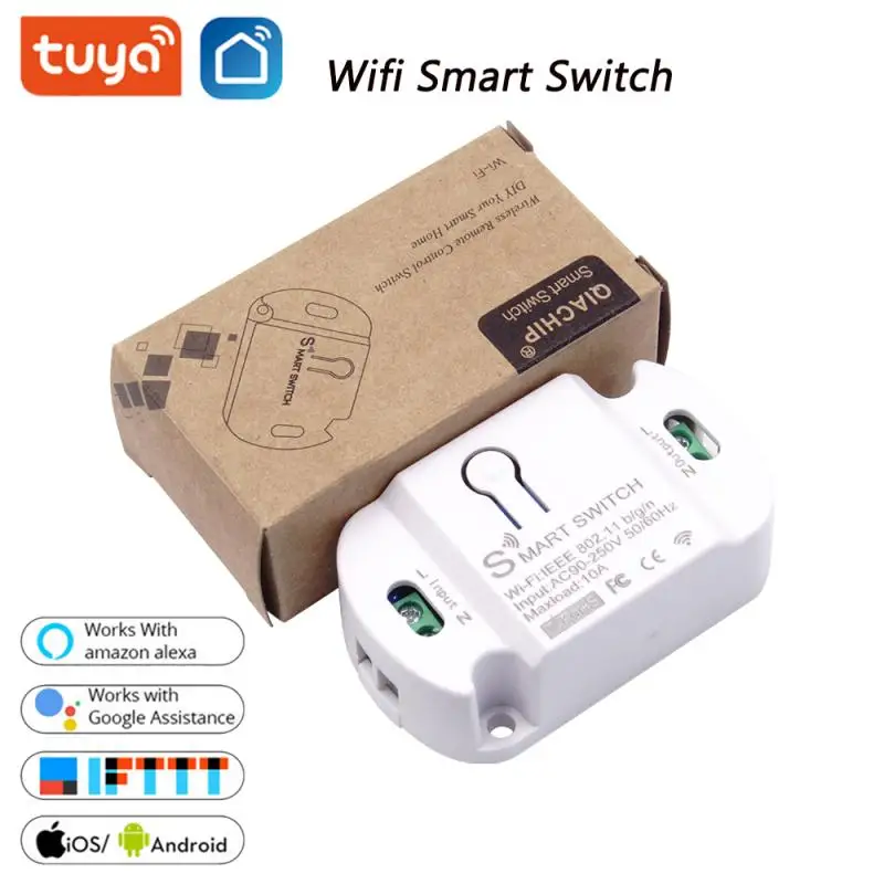 

10A Wifi Smart Switch Tuya /Smart Life App Remote Wireless Timer DIY Switches Support Voice Control Work With Alexa Google Home