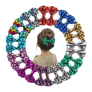 Заколки для волос русалка для девочек, 4 дюйма, 24 шт., заколки с бантами для волос