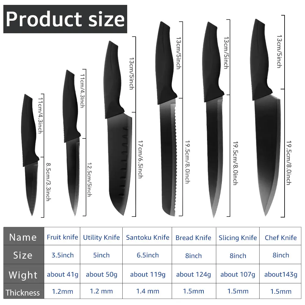 Набор ножей шеф-повара сантоку кухонные приборы из 5 антипригарных лезвий