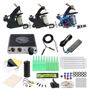 Полный набор для татуировок для начинающих, 2 машинки, набор пистолетов, блок питания, ручки, набор инструментов для боди-арта, набор для перманентного макияжа и татуировок