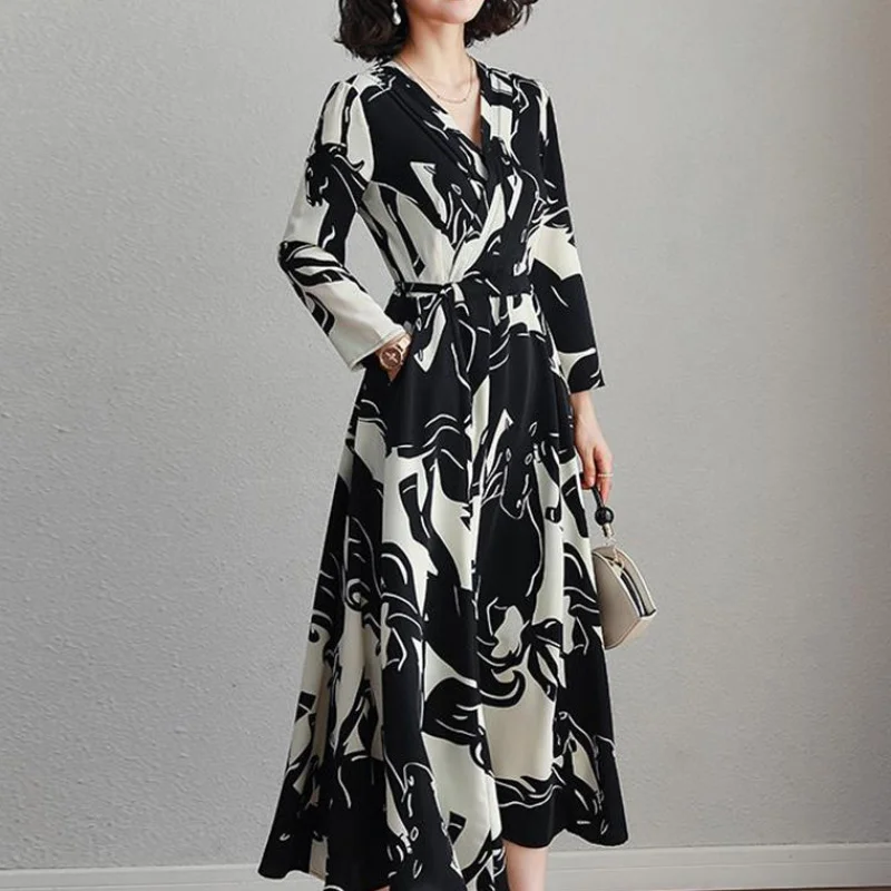 Женское платье-трапеция с цветочным принтом Timis Li повседневное длинное платье