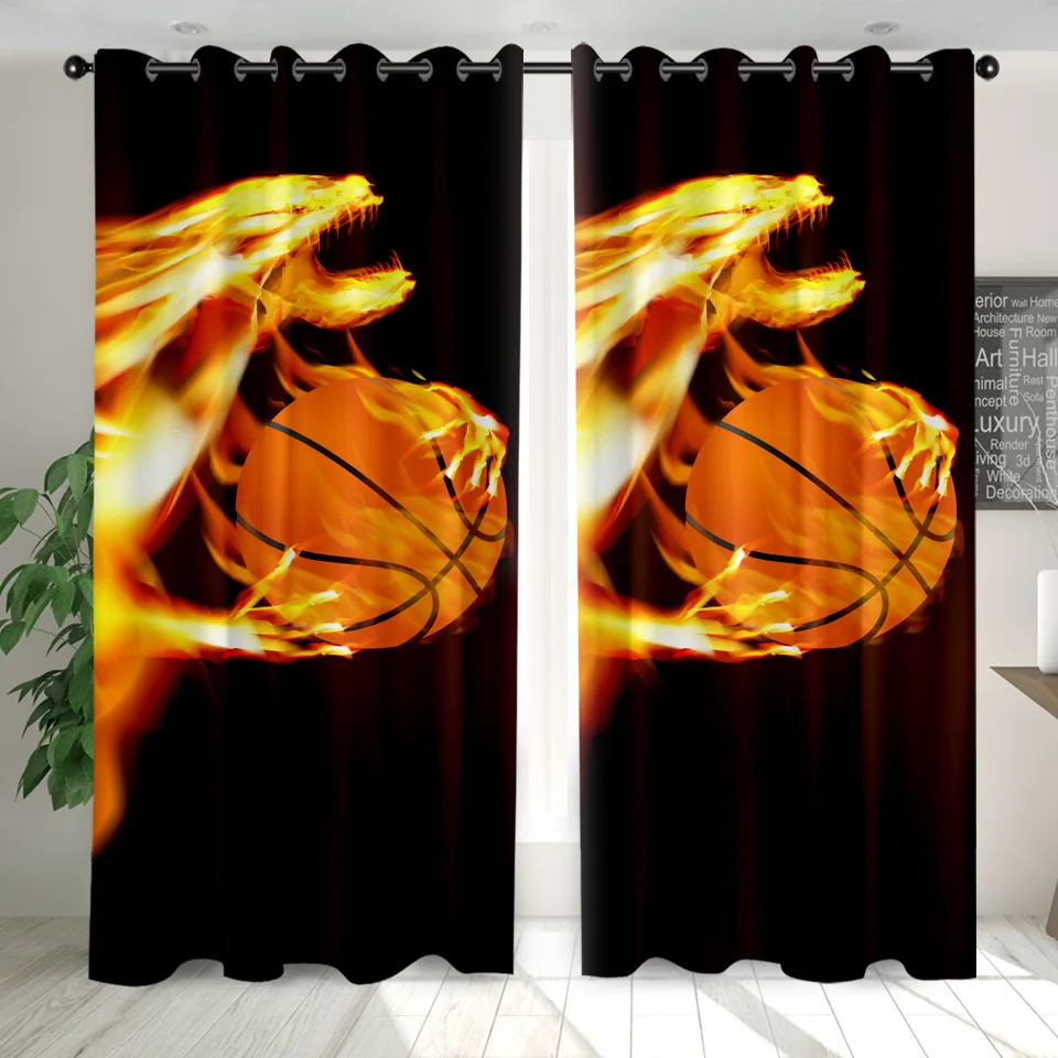

SOFTBATF Football and Basketball Windows Curtains Darkening for Living Room Bedroom Decorative Kitchen Curtains Dropshipping