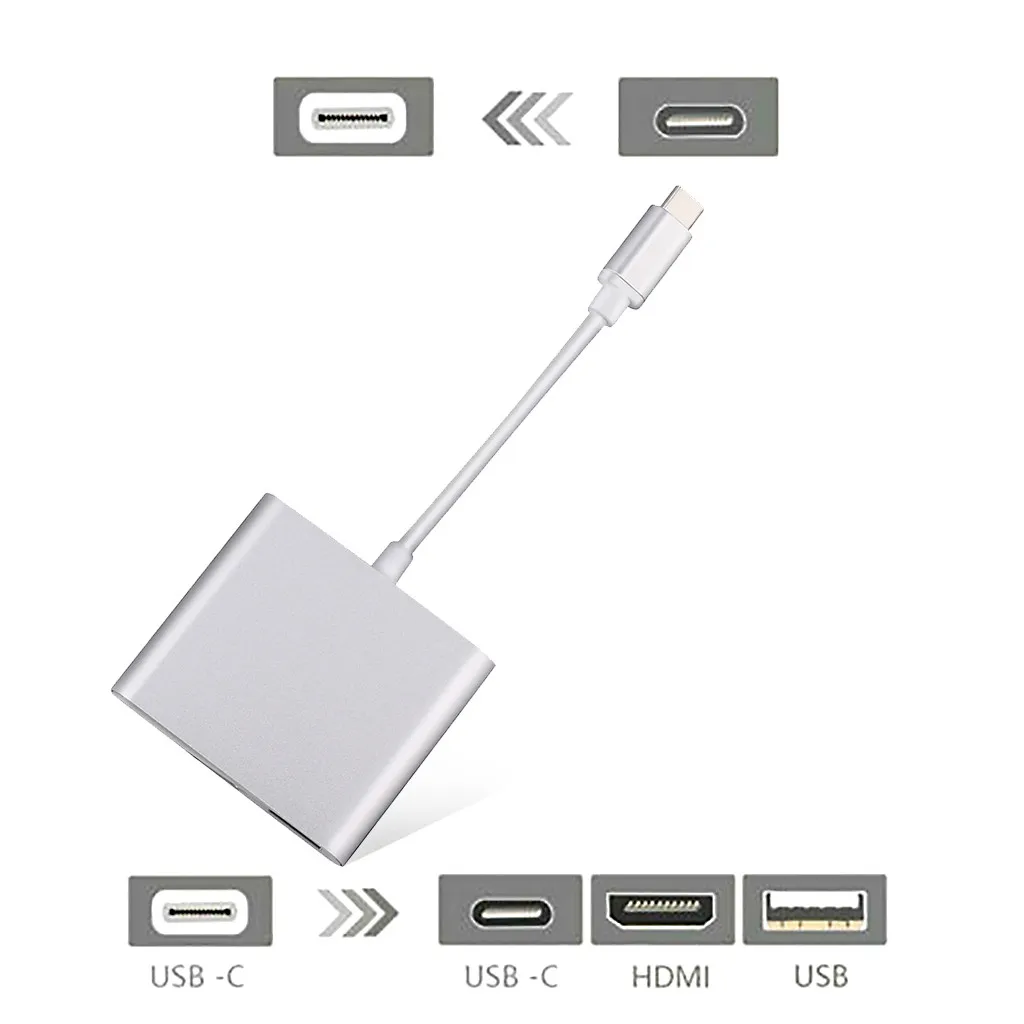 Адаптер Ouhaobin 3 в 1 usb-хаб USB C к HDMI адаптер HD 4K 100 Вт конвертер для ноутбуков и