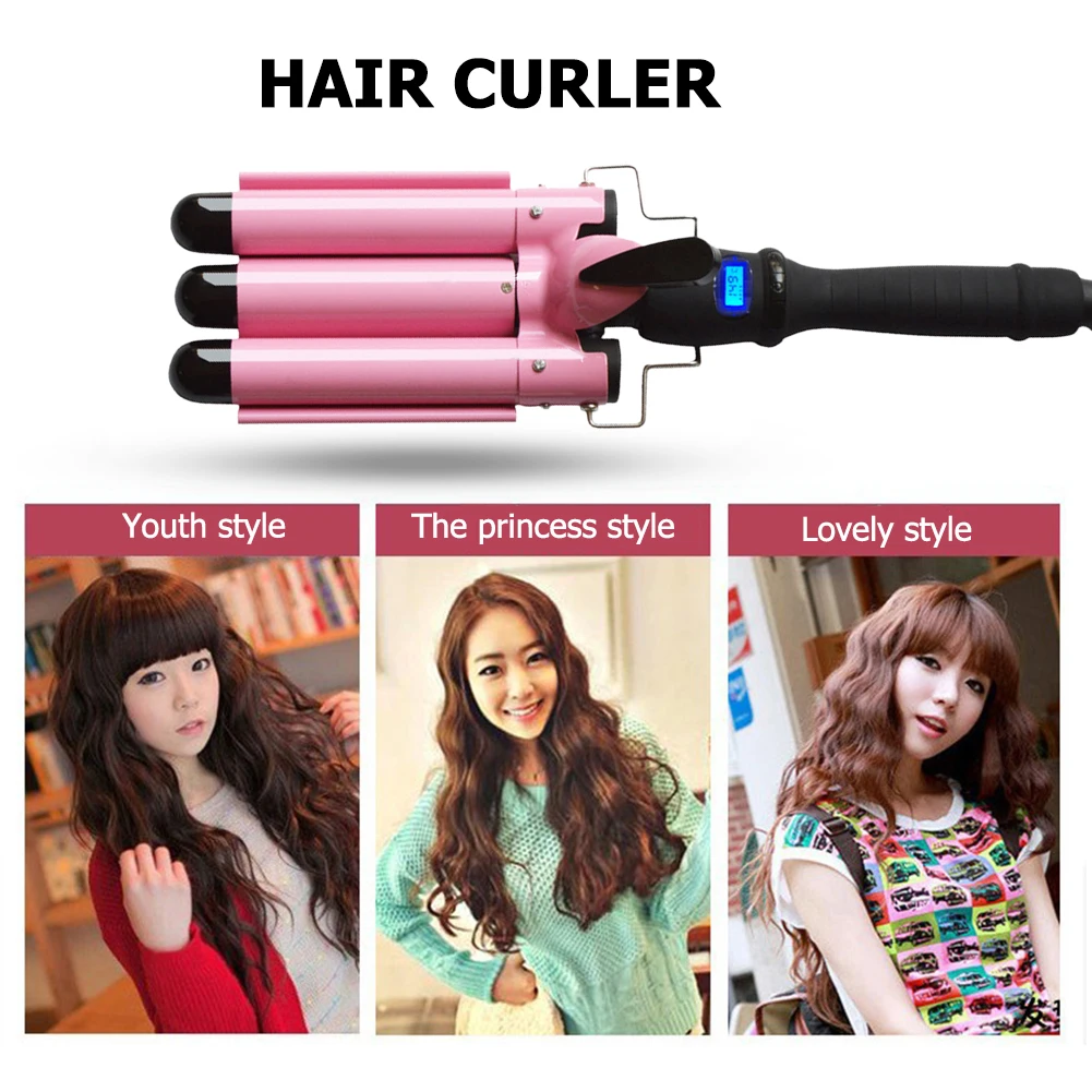 

Professional Hair Curling Iron Ceramic Triple Barrel Hair Curler Irons Hair Wave Waver Styling Tools Hair Styler Wand US Plug