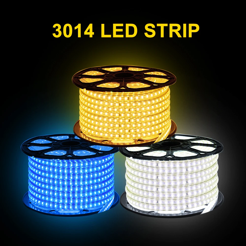 AC220V Светодиодные ленты светильник 3014 SMD 120 светодиодов/m гибкая лента с диммером