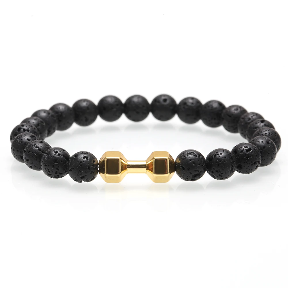 Парные браслеты из натурального камня для мужчин стальные золотые аксессуары