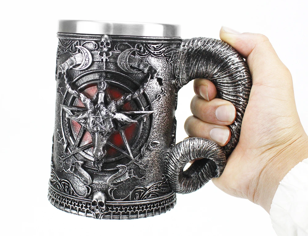 Baphomet Кубок пентаграмма и рога бокал для вина готическое, Викка языческий мистический кружки для кофе пива 600 мл 200 мл мистический Wicca веер подарок